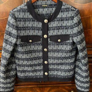 Elie Tahari Cropped Navy and Blue jacket size Small